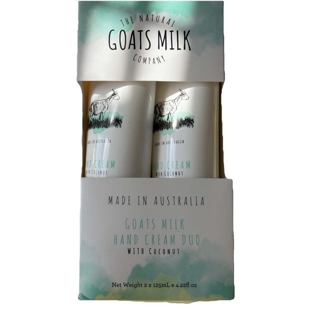 THE NATURAL GOATS MILK COMPANY HAND CREAM DUO WITHCOCONUT 4.22 FLOZ NIB